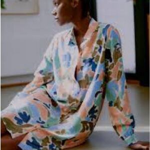 Colorful Floral Button Up Shirt Dress